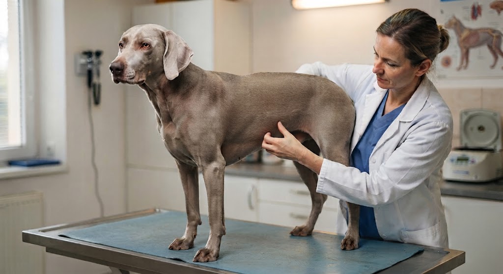 Veterinár odoberá vzorku z kožného útvaru psa